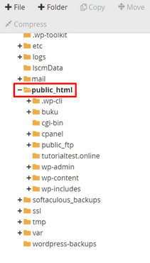 Buka foldernya public_html dan cari Catatan eror