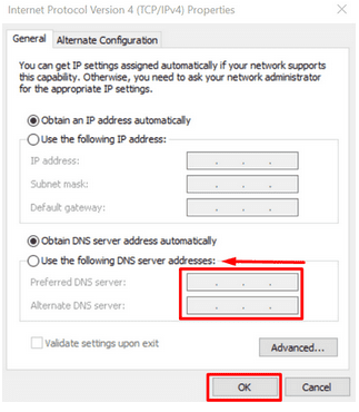 Gunakan alamat server DNS