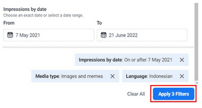 Filter Iklan Berdasarkan Tanggal