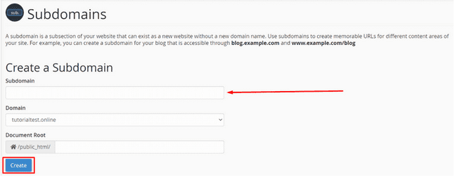 ketik cpanel di kolom Subdomain.