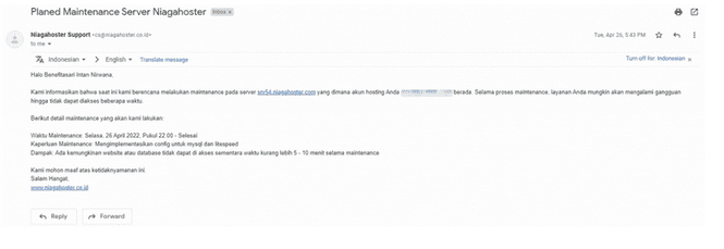 Mengirim Notifikasi Sebelum Maintenance Server