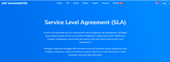 Penyedia hosting WordPress terpercaya pasti memberikan Service Level Agreement (SLA)