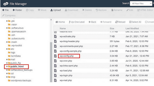 Akses folder public_html