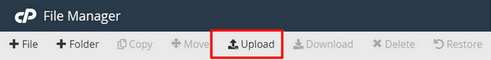 Klik tombol Upload di bagian atas File Manager