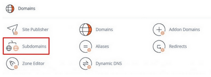 Temukan bagiannya domain, lalu klik menu Subdomain