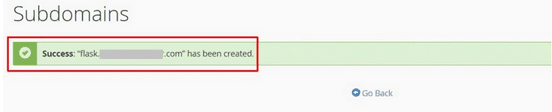 berhasil membuat subdomain baru