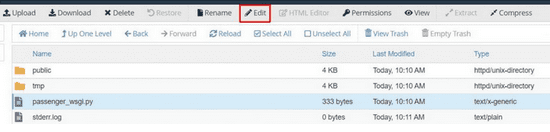 pilih opsi Sunting terletak di bilah alat