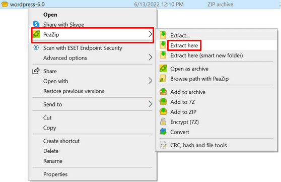 Ekstrak Folder WordPress di Komputer