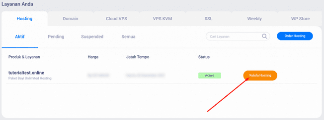 klik Kelola Hosting