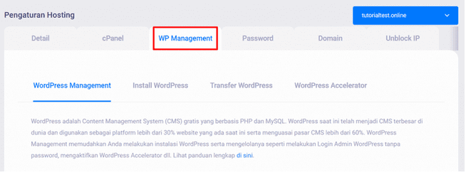 klik tab Manajemen WP.