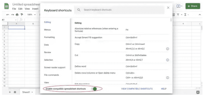 Alternatif untuk Pintasan Keyboard Kustom Google Sheets