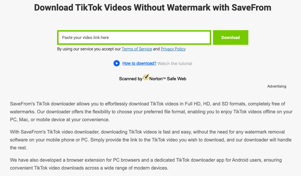 TikTok Video Downloads with SaveFrom: