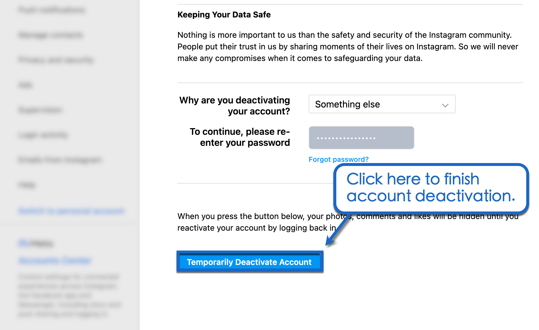 How to Deactivate Instagram Account 
